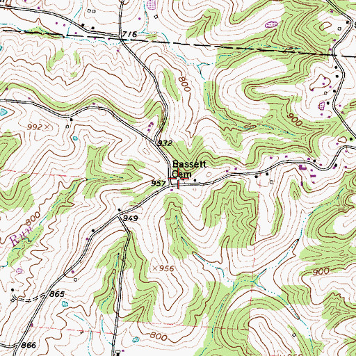 Topographic Map of Bassett Cemetery, OH