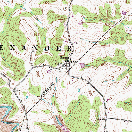Topographic Map of Bates Church, OH