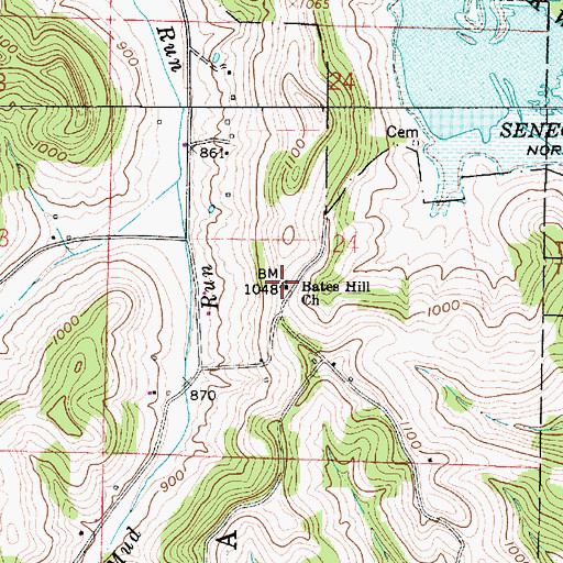 Topographic Map of Bates Hill Church, OH