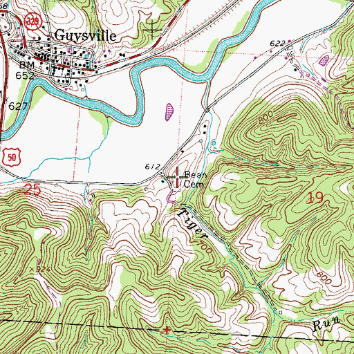 Topographic Map of Bean Cemetery, OH