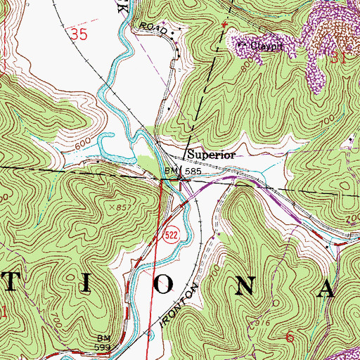 Topographic Map of Bear Run, OH