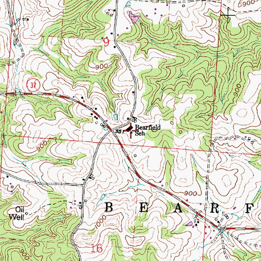 Topographic Map of Bearfield School, OH
