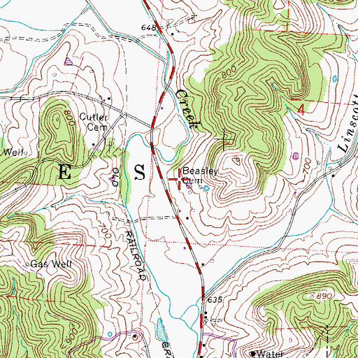 Topographic Map of Beasley Cemetery, OH