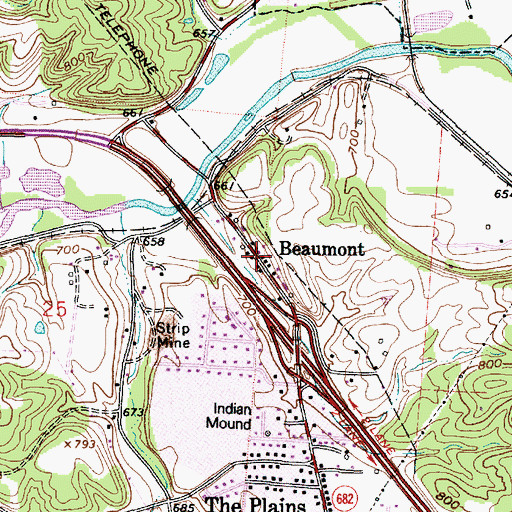 Topographic Map of Beaumont, OH