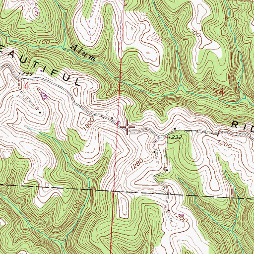 Topographic Map of Beautiful Ridge, OH