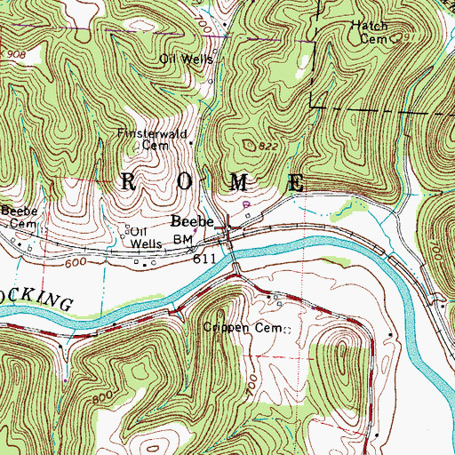 Topographic Map of Beebe, OH