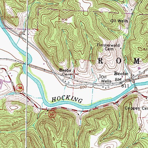 Topographic Map of Beebe Cemetery, OH