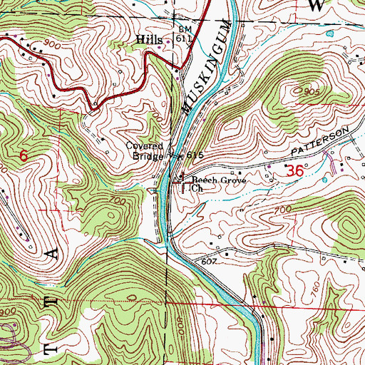 Topographic Map of Beech Grove Presbyterian Church, OH