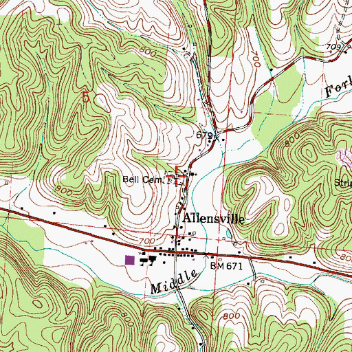 Topographic Map of Bell Cemetery, OH