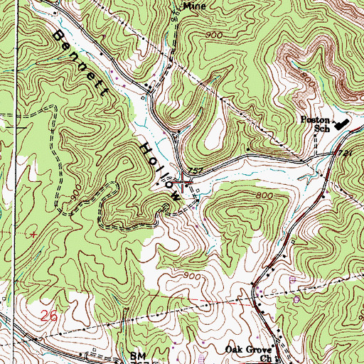 Topographic Map of Bennett Hollow, OH
