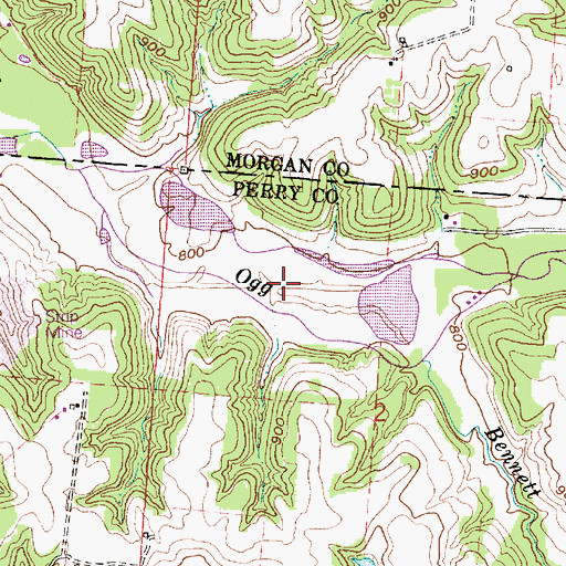 Topographic Map of Bennett Run, OH