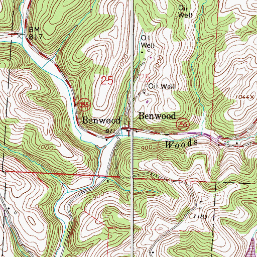 Topographic Map of Benwood, OH