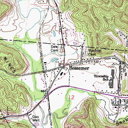 Topographic Map of Bessemer, OH