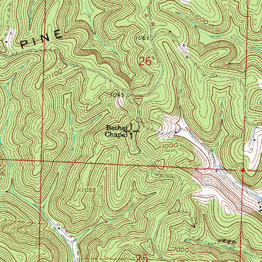 Topographic Map of Bethel Chapel, OH