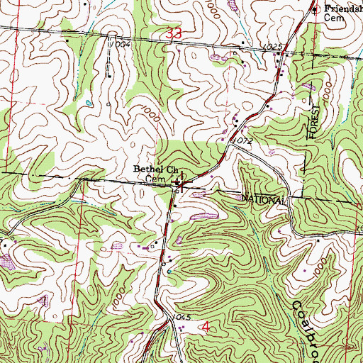 Topographic Map of Bethel Church, OH