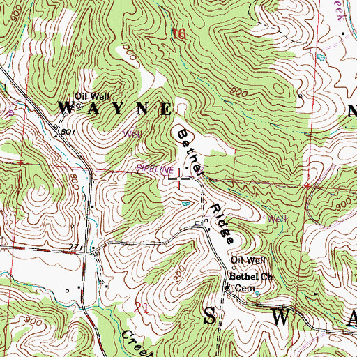 Topographic Map of Bethel Ridge, OH