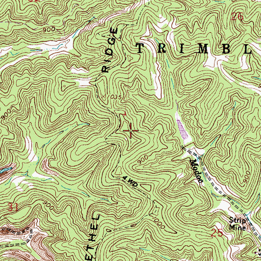 Topographic Map of Bethel Ridge, OH
