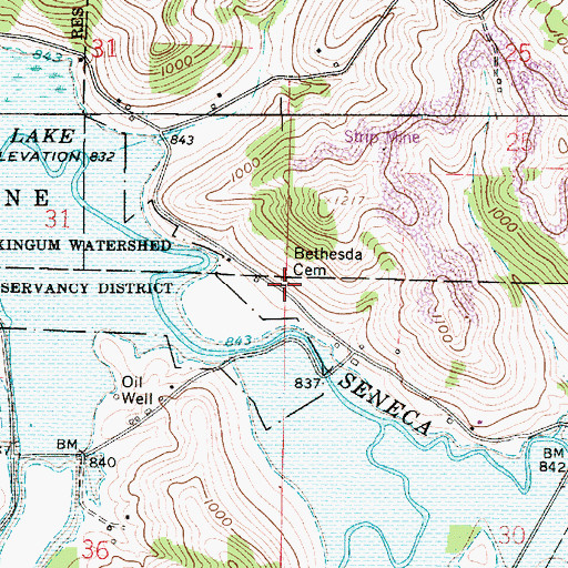 Topographic Map of Bethesda Cemetery, OH