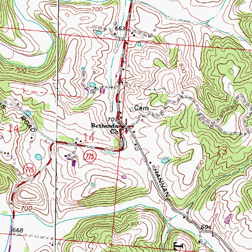 Topographic Map of Bethesda Methodist Church, OH