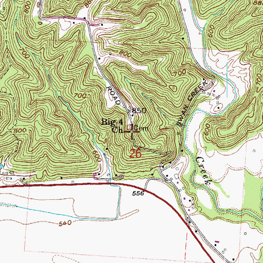 Topographic Map of Big 4 Church, OH