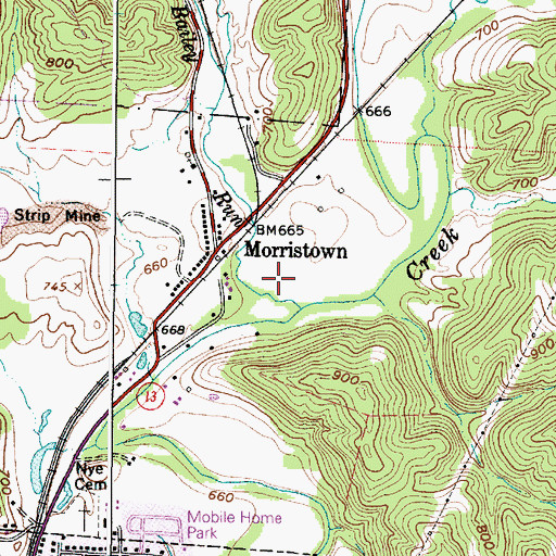 Topographic Map of Big Bailey Run, OH