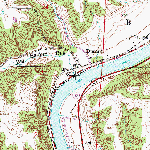 Topographic Map of Big Bottom Run, OH