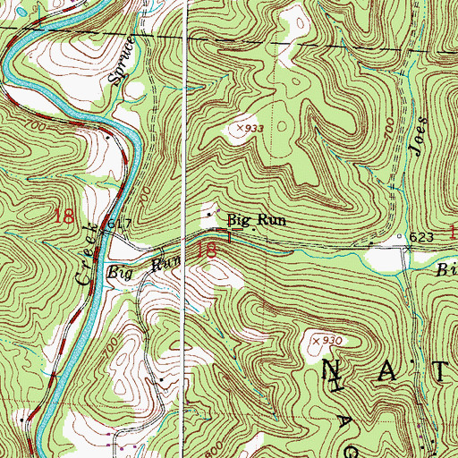 Topographic Map of Big Run, OH