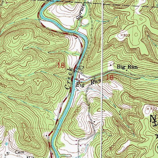 Topographic Map of Big Run, OH