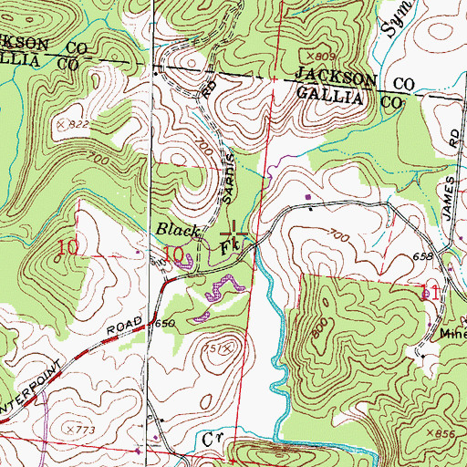 Topographic Map of Black Fork, OH