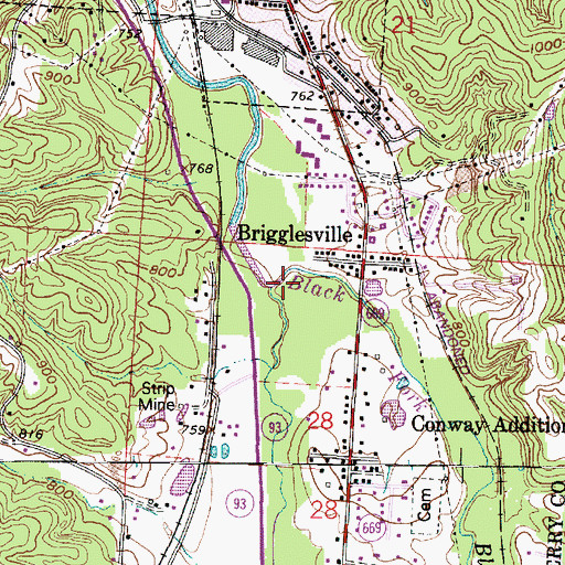 Topographic Map of Black Fork, OH