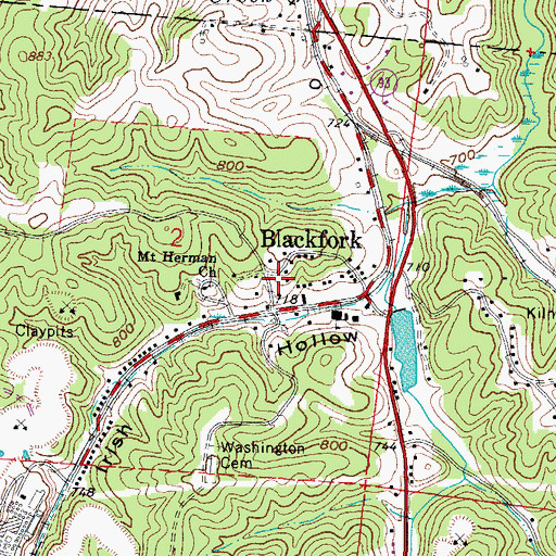 Topographic Map of Blackfork, OH