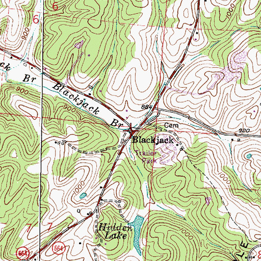Topographic Map of Blackjack, OH