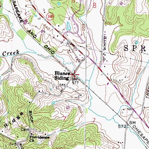 Topographic Map of Blancs Siding, OH