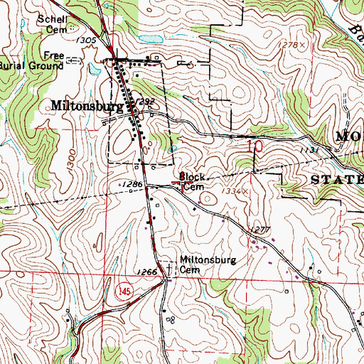 Topographic Map of Block Cemetery, OH