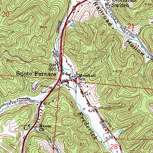 Topographic Map of Bloom Church, OH