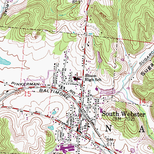 Topographic Map of Bloom High School, OH