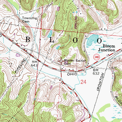 Topographic Map of Bloom Switch Cemetery, OH
