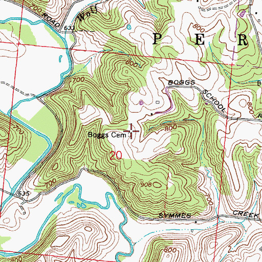 Topographic Map of Boggs Cemetery, OH