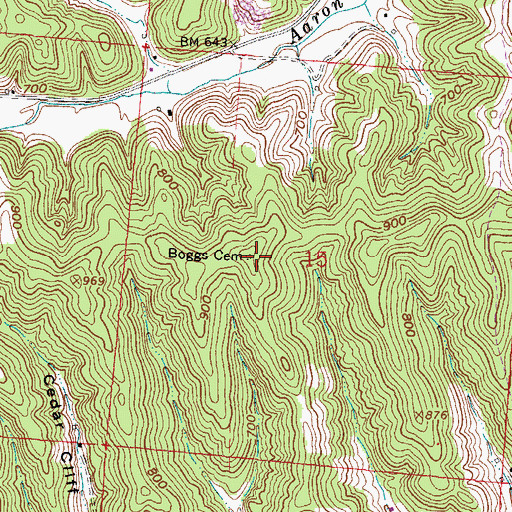 Topographic Map of Boggs Cemetery, OH