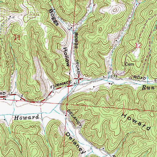 Topographic Map of Boggs Hollow, OH