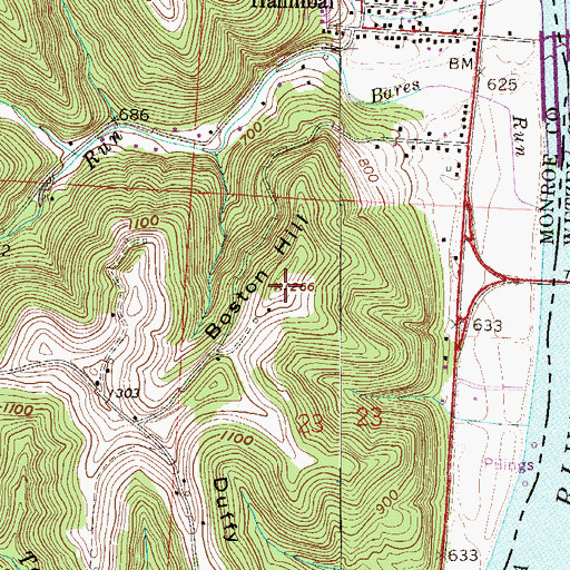 Topographic Map of Boston Hill, OH