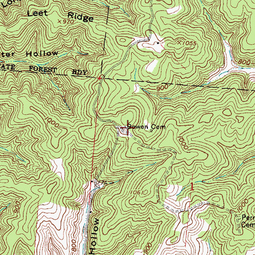 Topographic Map of Bowen Cemetery, OH
