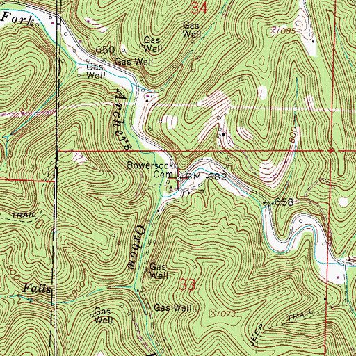 Topographic Map of Bowersock Cemetery, OH