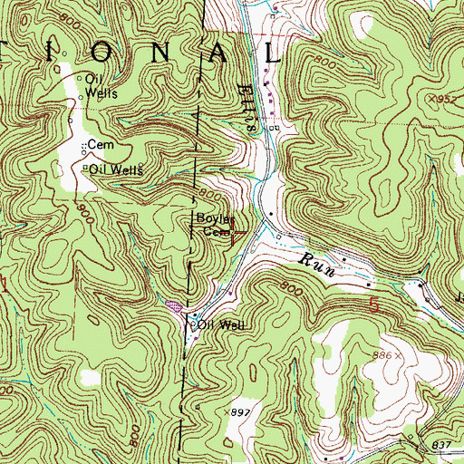 Topographic Map of Boyles Cemetery, OH