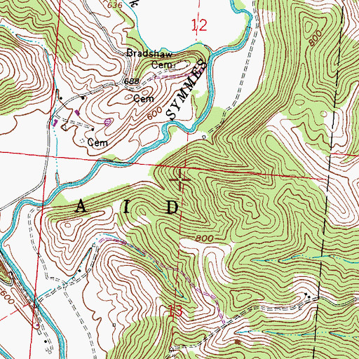 Topographic Map of Bradshaw Cemetery, OH