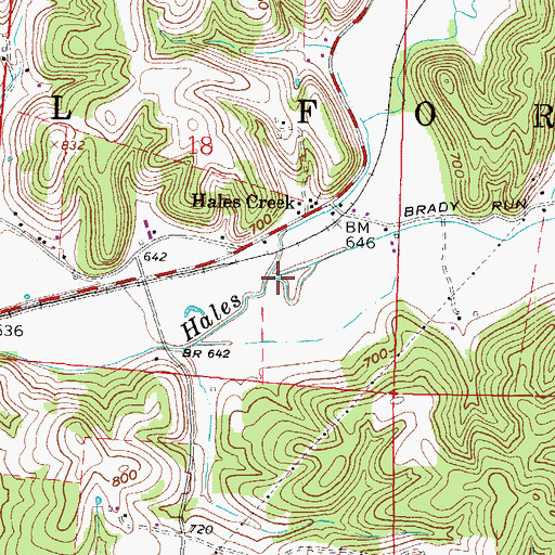 Topographic Map of Brady Run, OH