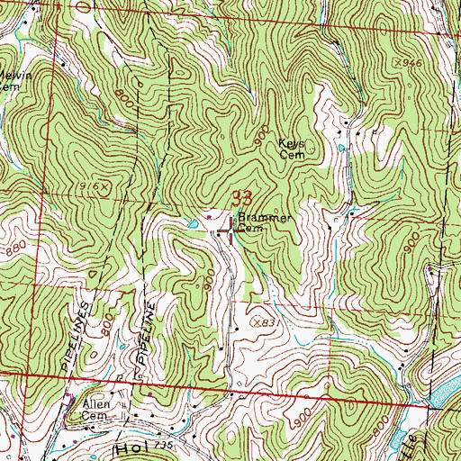 Topographic Map of Brammer Cemetery, OH