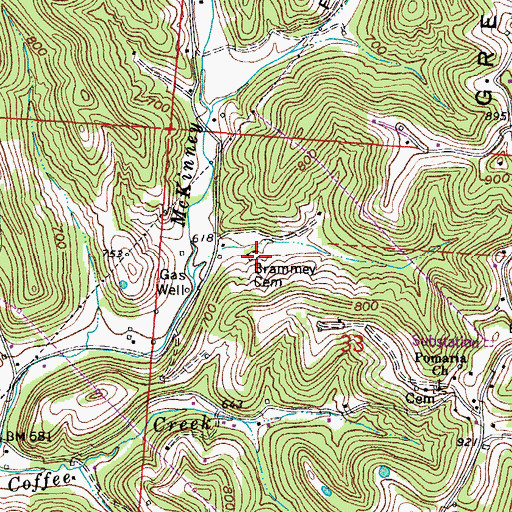Topographic Map of Brammey Cemetery, OH