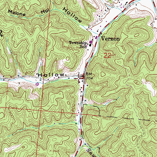 Topographic Map of Branch Hollow, OH