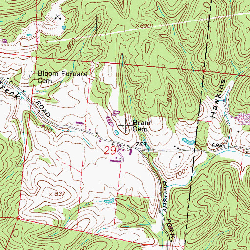 Topographic Map of Brant Cemetery, OH